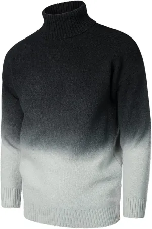 Mens Sweater Men's Gradient Turtleneck Sweaters Long Sleeve Slim Fit Ribbed Knit Wool Thermal Pullover Sweatshirts