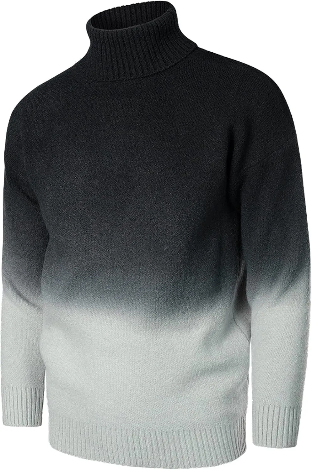 Mens Sweater Men's Gradient Turtleneck Sweaters Long Sleeve Slim Fit Ribbed Knit Wool Thermal Pullover Sweatshirts