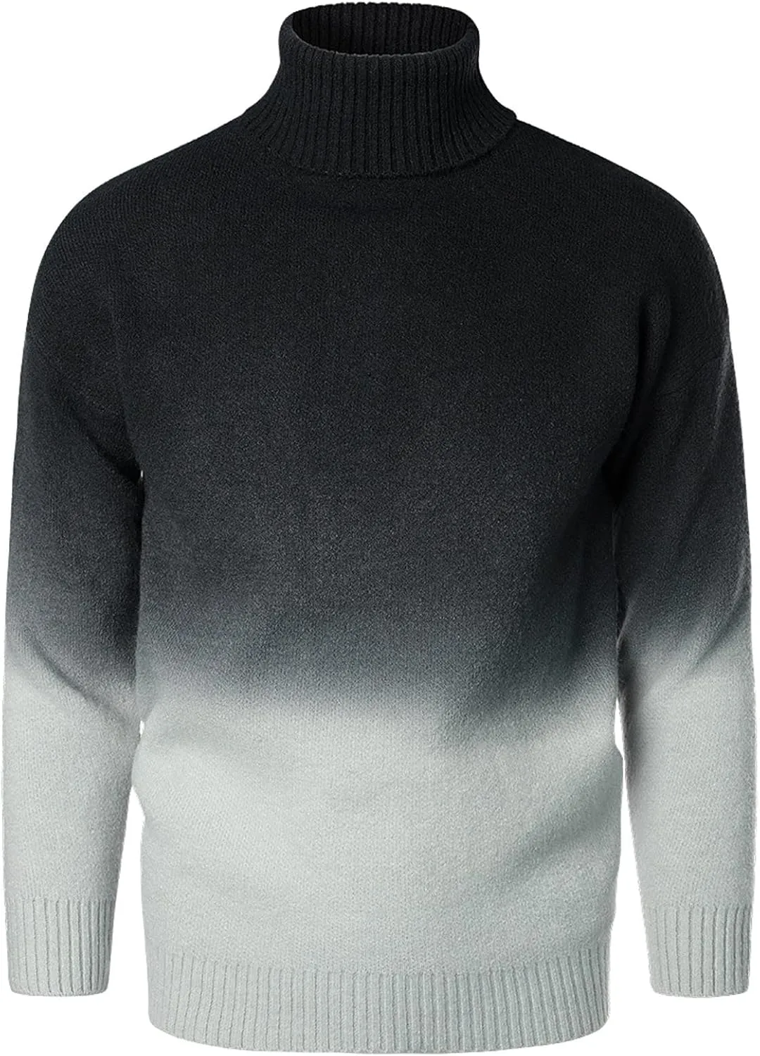 Mens Sweater Men's Gradient Turtleneck Sweaters Long Sleeve Slim Fit Ribbed Knit Wool Thermal Pullover Sweatshirts