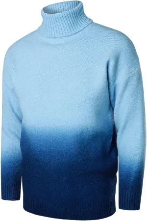 Mens Sweater Men's Gradient Turtleneck Sweaters Long Sleeve Slim Fit Ribbed Knit Wool Thermal Pullover Sweatshirts