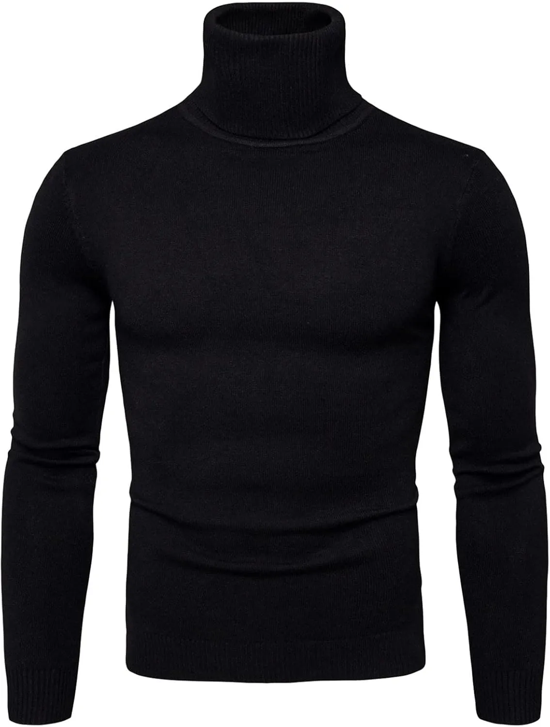 Mens Sweater Men's Solid Long Sleeve Ribbed Slim Fit Baselayer Knitted Pullover Turtleneck Sweater T-Shirts Shirts