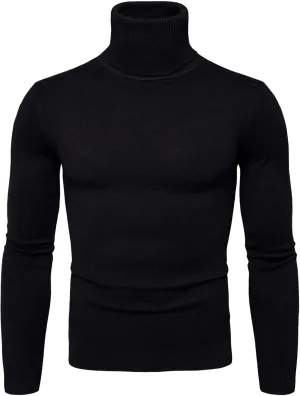 Mens Sweater Men's Solid Long Sleeve Ribbed Slim Fit Baselayer Knitted Pullover Turtleneck Sweater T-Shirts Shirts