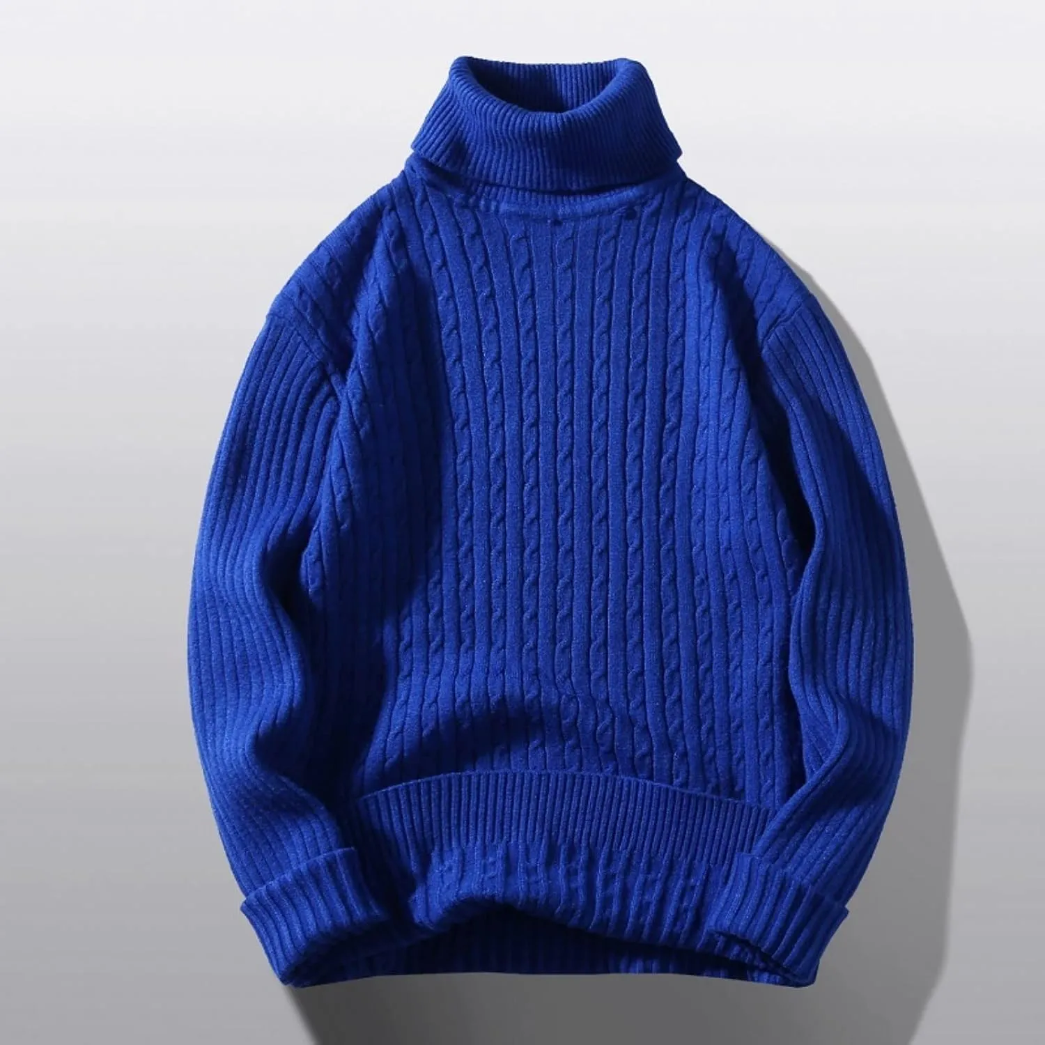 Mens Sweater Men's Turtleneck Sweater Pullover Twisted Pattern Loose Thick Winter Long Sleeve Cable Knit Sweaters