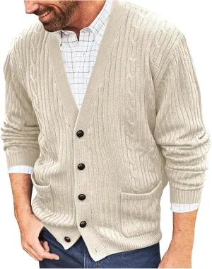 Mens Sweater Men's V Neck Casual Button Down Long Sleeve Knitted Lightweight Cardigan Sweaters