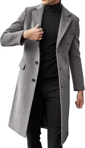 Men's Sweater Single Breasted Trench Coat Winter Oversized Warm Lapel Work Business Jacket Outerwear Sweater