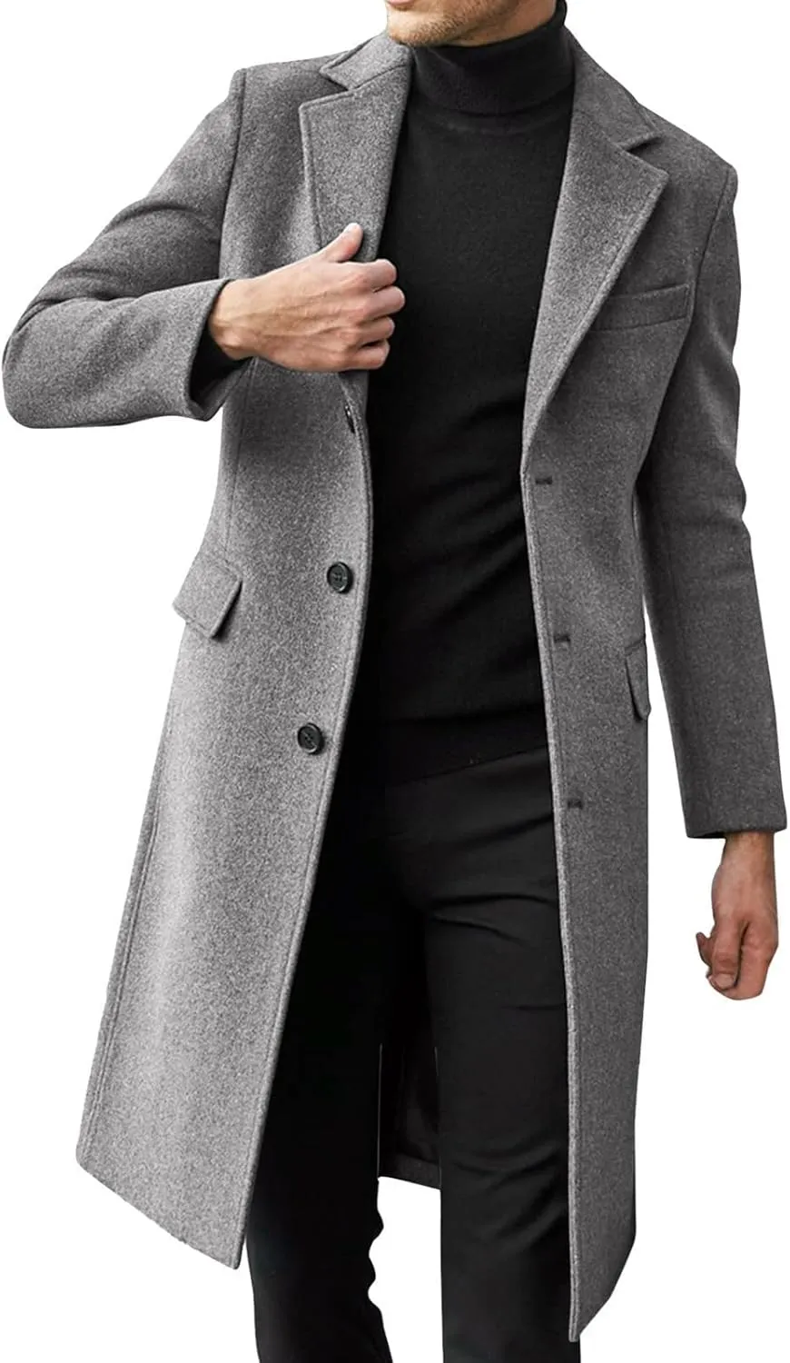 Men's Sweater Single Breasted Trench Coat Winter Oversized Warm Lapel Work Business Jacket Outerwear Sweater