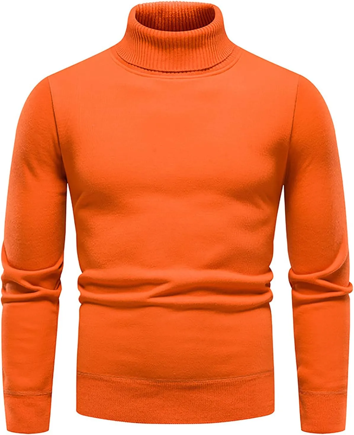 Men's Sweaters Ribbed Slim Fit Knitted Pullover Autumn Winter Turtleneck Solid Color Sweater Men, M-4XL