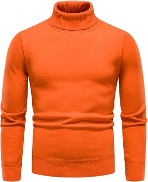 Men's Sweaters Ribbed Slim Fit Knitted Pullover Autumn Winter Turtleneck Solid Color Sweater Men, M-4XL