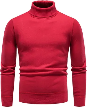 Men's Sweaters Ribbed Slim Fit Knitted Pullover Autumn Winter Turtleneck Solid Color Sweater Men, M-4XL