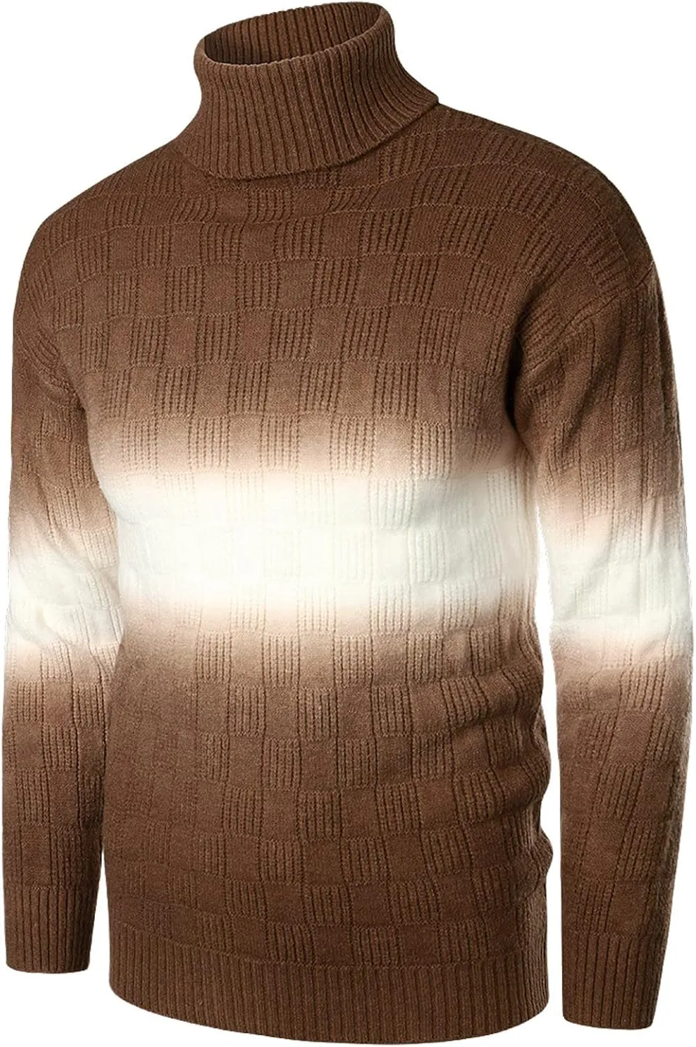 Mens SweatersMen's Gradient Turtleneck Sweaters Long Sleeve Slim Fit Ribbed Knit Wool Thermal Pullover Sweater Tops