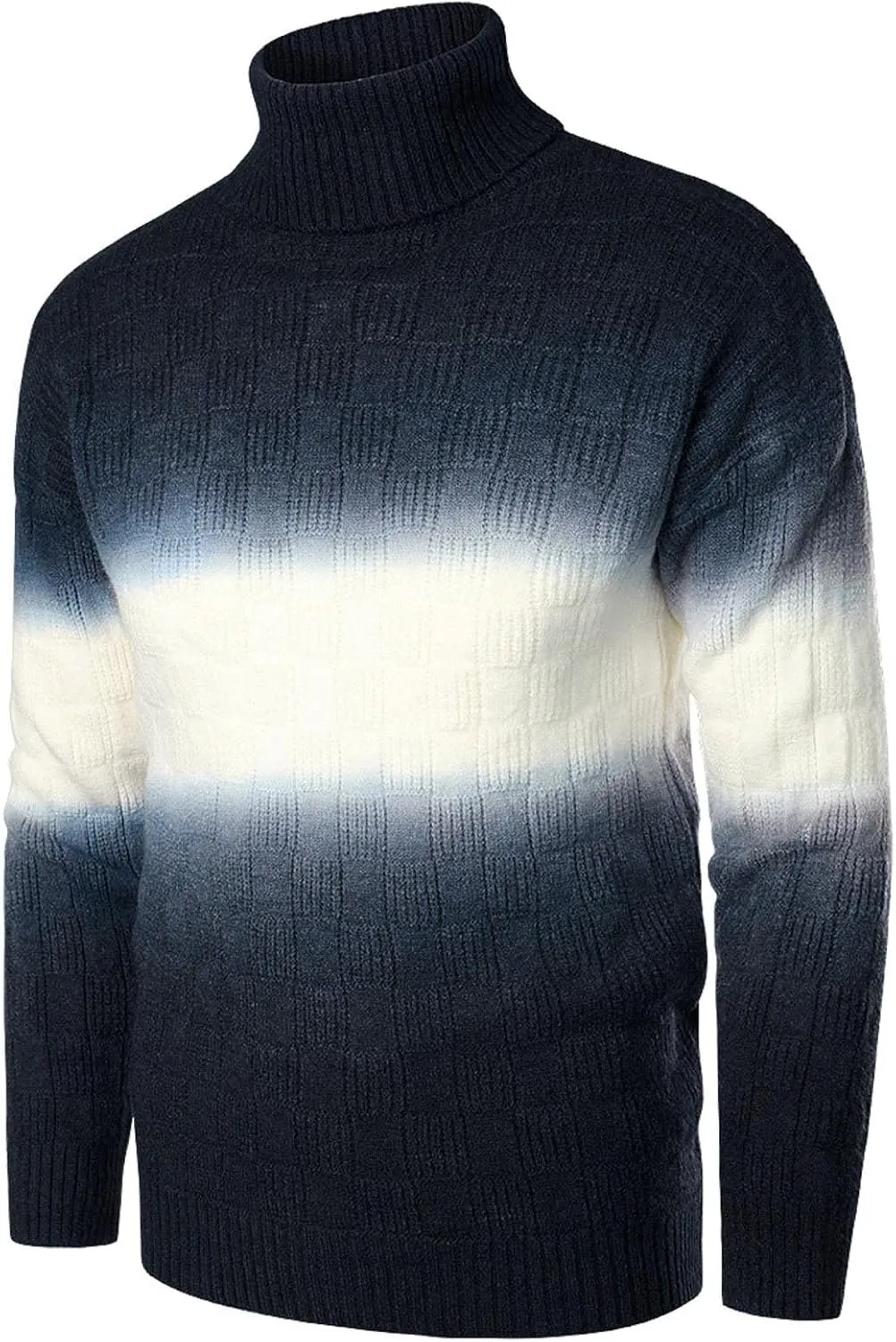 Mens SweatersMen's Gradient Turtleneck Sweaters Long Sleeve Slim Fit Ribbed Knit Wool Thermal Pullover Sweater Tops