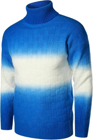 Mens SweatersMen's Gradient Turtleneck Sweaters Long Sleeve Slim Fit Ribbed Knit Wool Thermal Pullover Sweater Tops