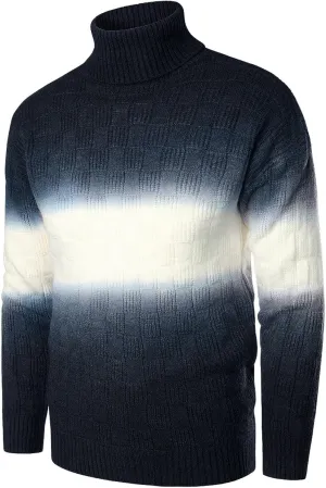 Mens SweatersMen's Gradient Turtleneck Sweaters Long Sleeve Slim Fit Ribbed Knit Wool Thermal Pullover Sweater Tops