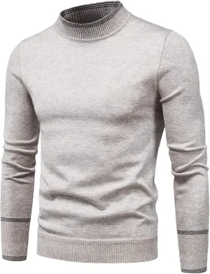 Mens SweatersMen's Solid Basic Ribbed Slim Fit Knitted Pullover Turtleneck Sweaters Long Sleeve Thermal Baselayers