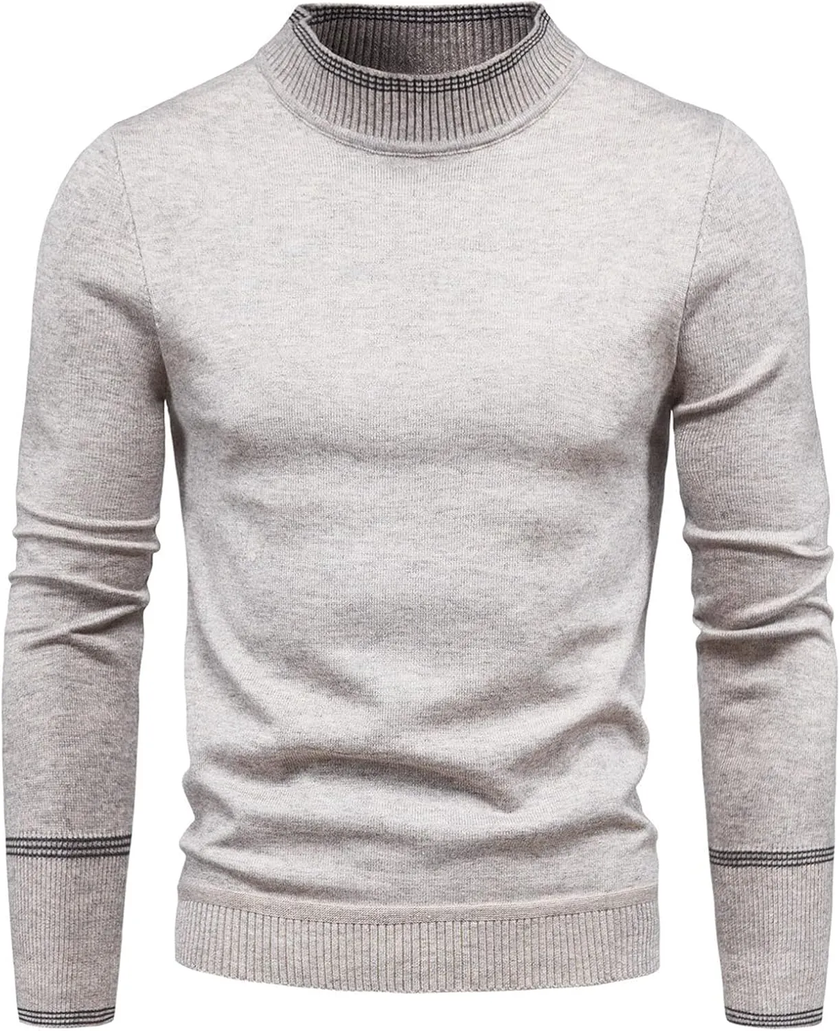 Mens SweatersMen's Solid Basic Ribbed Slim Fit Knitted Pullover Turtleneck Sweaters Long Sleeve Thermal Baselayers
