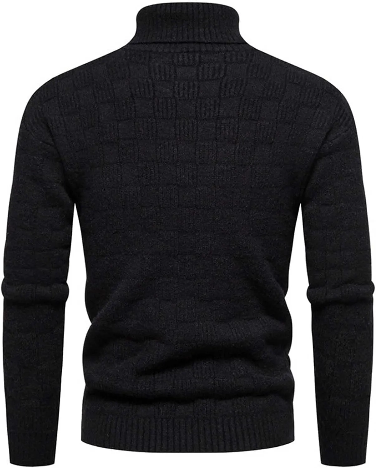 Mens SweatersMen's Solid Plaid Long Sleeve Slim Fit Turtleneck Sweater Casual Knitted Twisted Pullover Sweaters