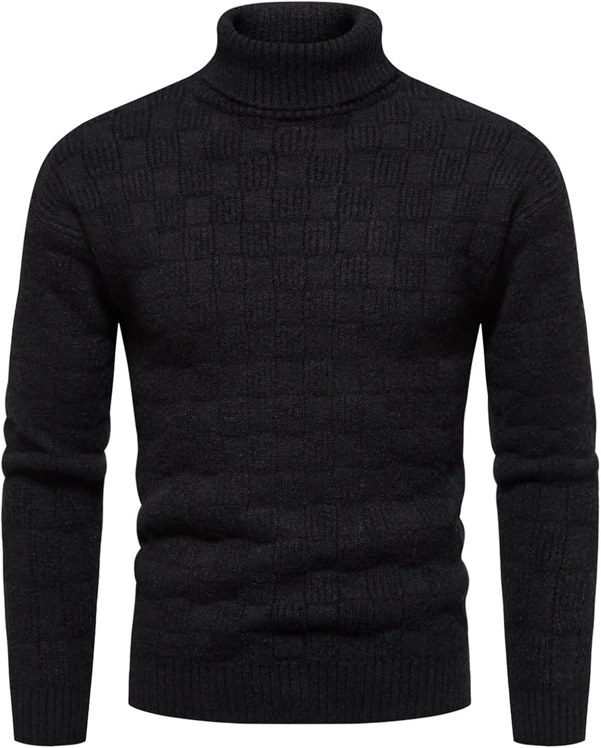 Mens SweatersMen's Solid Turtleneck Sweaters Long Sleeve Slim Fit Ribbed Knit Wool Thermal Pullover Sweater Cardigan