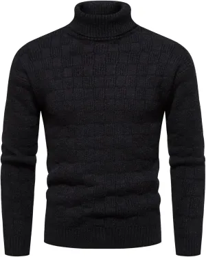 Mens SweatersMen's Solid Turtleneck Sweaters Long Sleeve Slim Fit Ribbed Knit Wool Thermal Pullover Sweater Cardigan