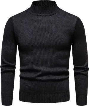 Mens SweatersMen's Solid Turtleneck T-Shirts Long Sleeve Shirt Thermal Baselayer Ribbed Pullover Sweaters Sweatshirt