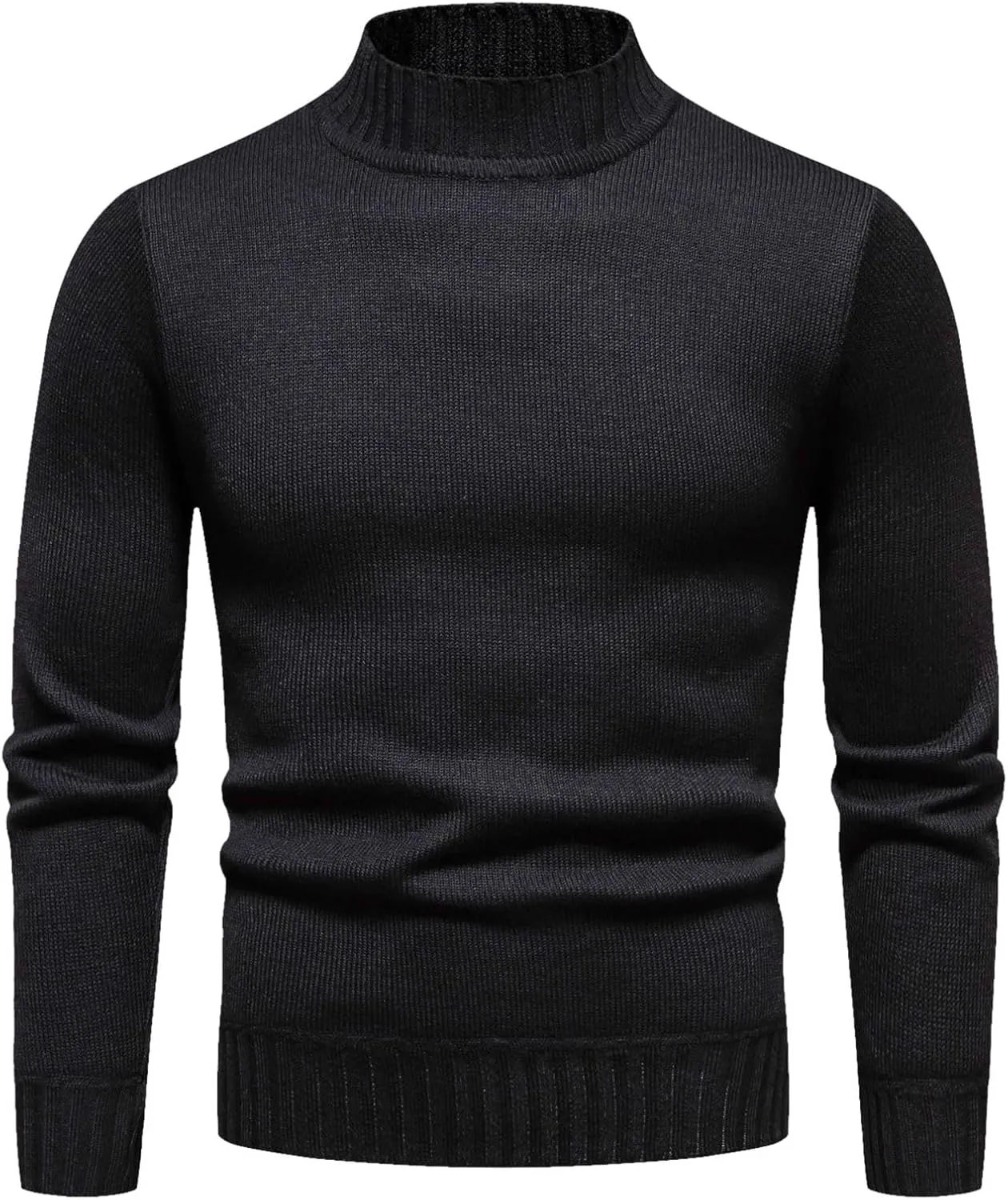 Mens SweatersMen's Solid Turtleneck T-Shirts Long Sleeve Shirt Thermal Baselayer Ribbed Pullover Sweaters Sweatshirt