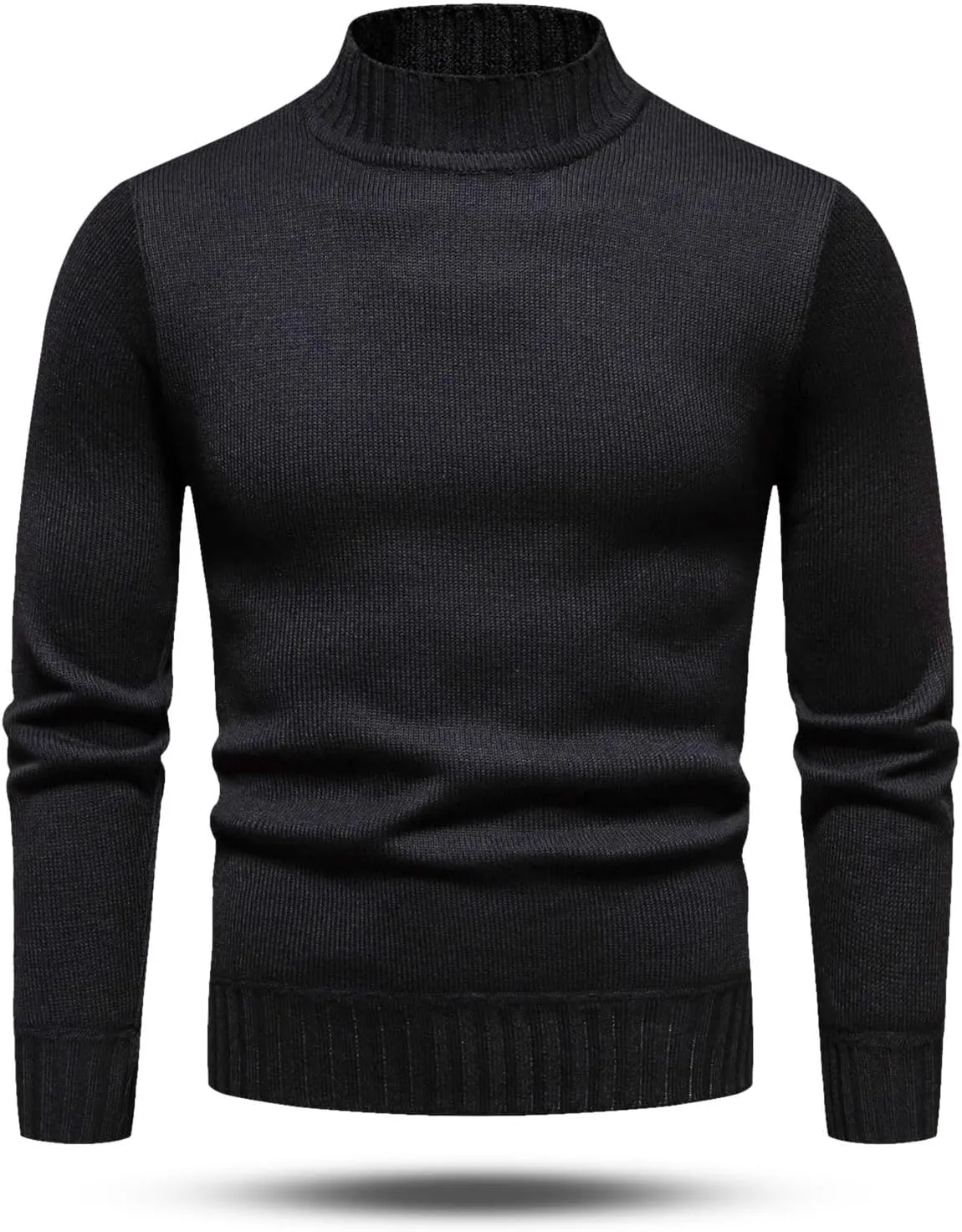Mens SweatersMen's Solid Turtleneck T-Shirts Long Sleeve Shirt Thermal Baselayer Ribbed Pullover Sweaters Sweatshirt