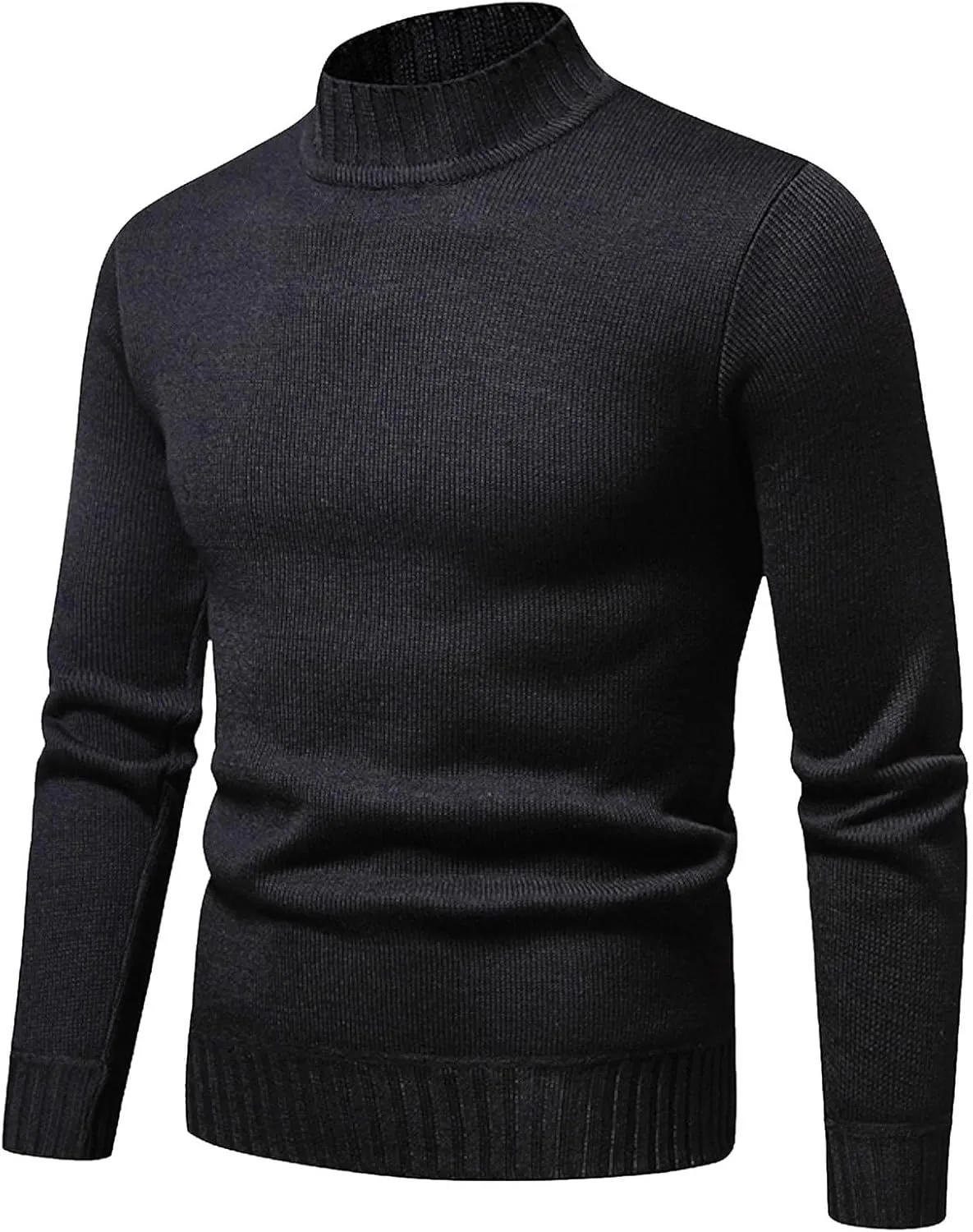 Mens SweatersMen's Solid Turtleneck T-Shirts Long Sleeve Shirt Thermal Baselayer Ribbed Pullover Sweaters Sweatshirt