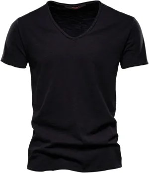 Mens T Shirts V Neck Short Sleeve Tops Summer Casual Cotton Tee Shirts Lightweight Soft Basic Athletic Shirts Trendy