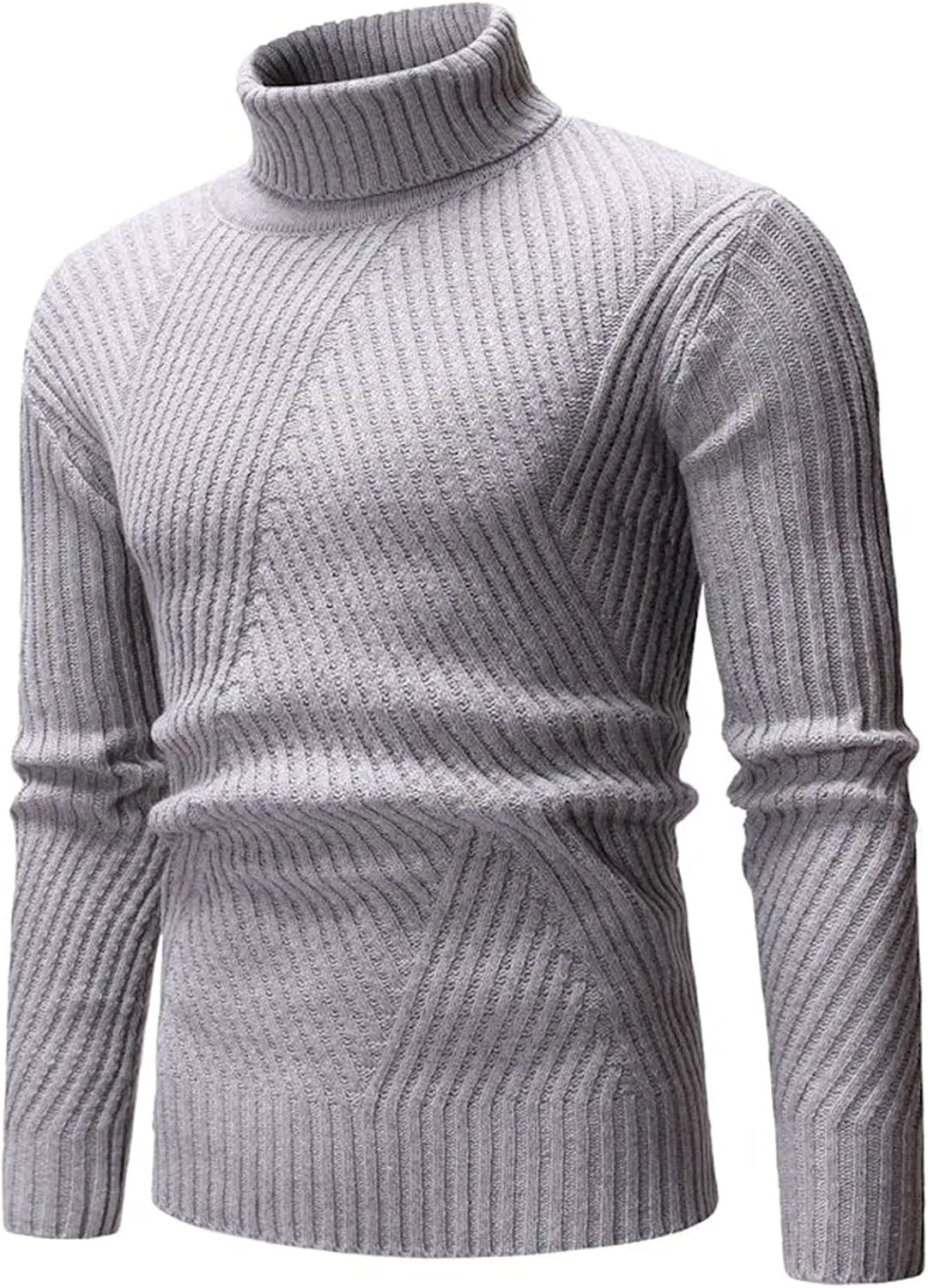 Mens Turtleneck Men's Solid Ribbed Slim Fit Knitted Pullover Turtleneck Sweater Long Sleeve Loose Fit Baselayers Tops