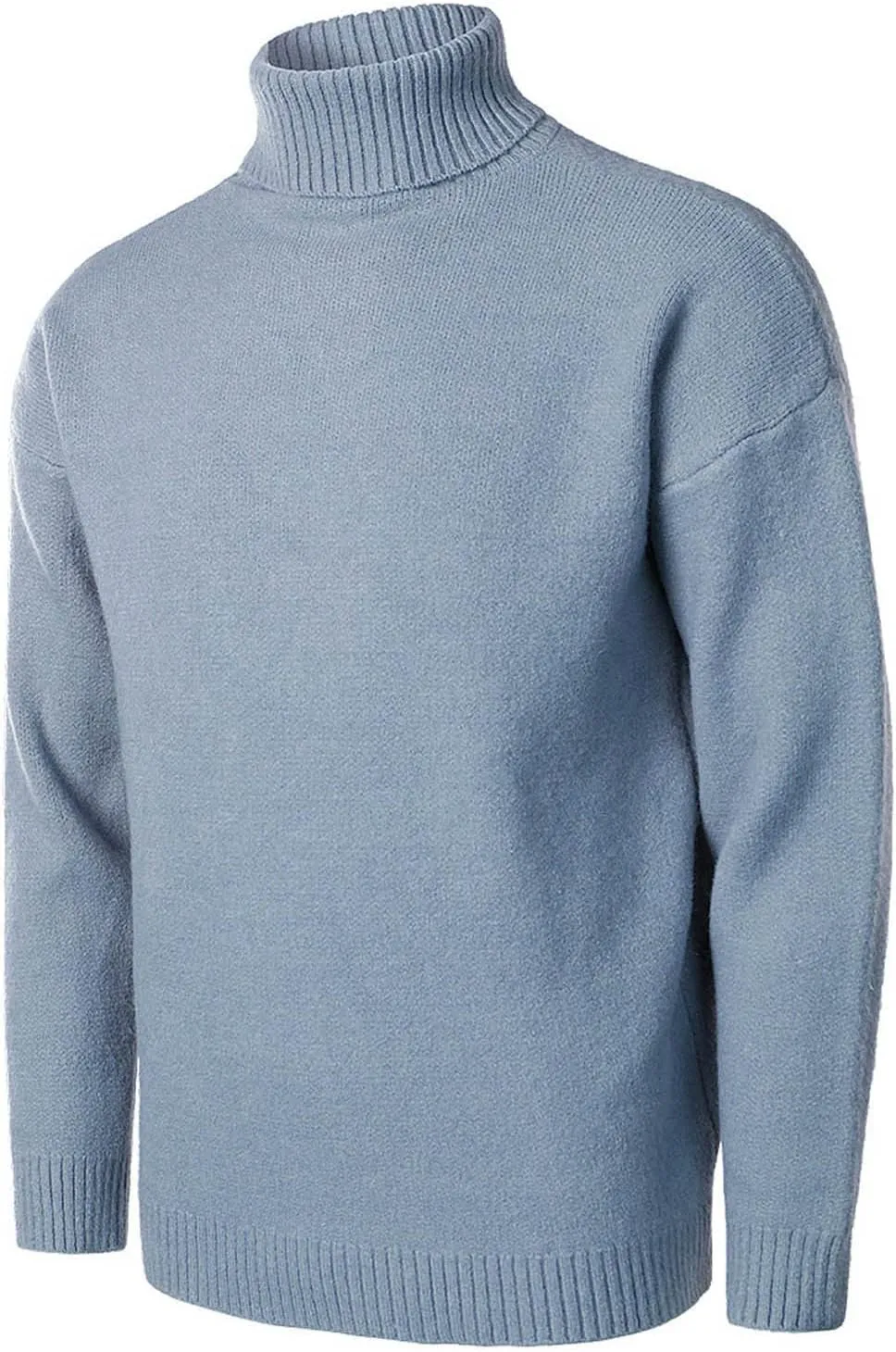 Mens Turtleneck Men's Solid Turtleneck Sweaters Long Sleeve Loose Fit Ribbed Knit Wool Thermal Pullover Sweatshirts