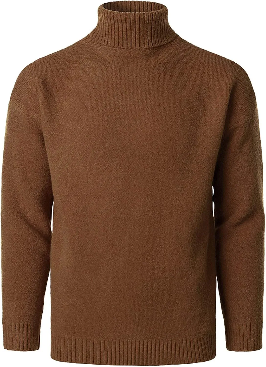 Mens Turtleneck Men's Solid Turtleneck Sweaters Long Sleeve Loose Fit Ribbed Knit Wool Thermal Pullover Sweatshirts