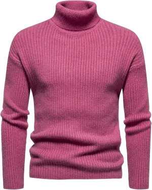 Mens Turtleneck Men's Solid Turtleneck Sweaters Long Sleeve Slim Fit Ribbed Knit Wool Thermal Pullover Coat Jumper