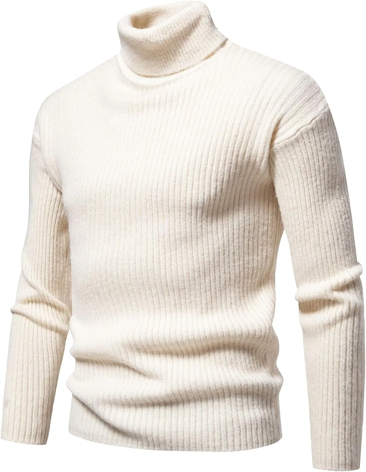 Mens Turtleneck Men's Solid Turtleneck Sweaters Long Sleeve Slim Fit Ribbed Knit Wool Thermal Pullover Coat Jumper
