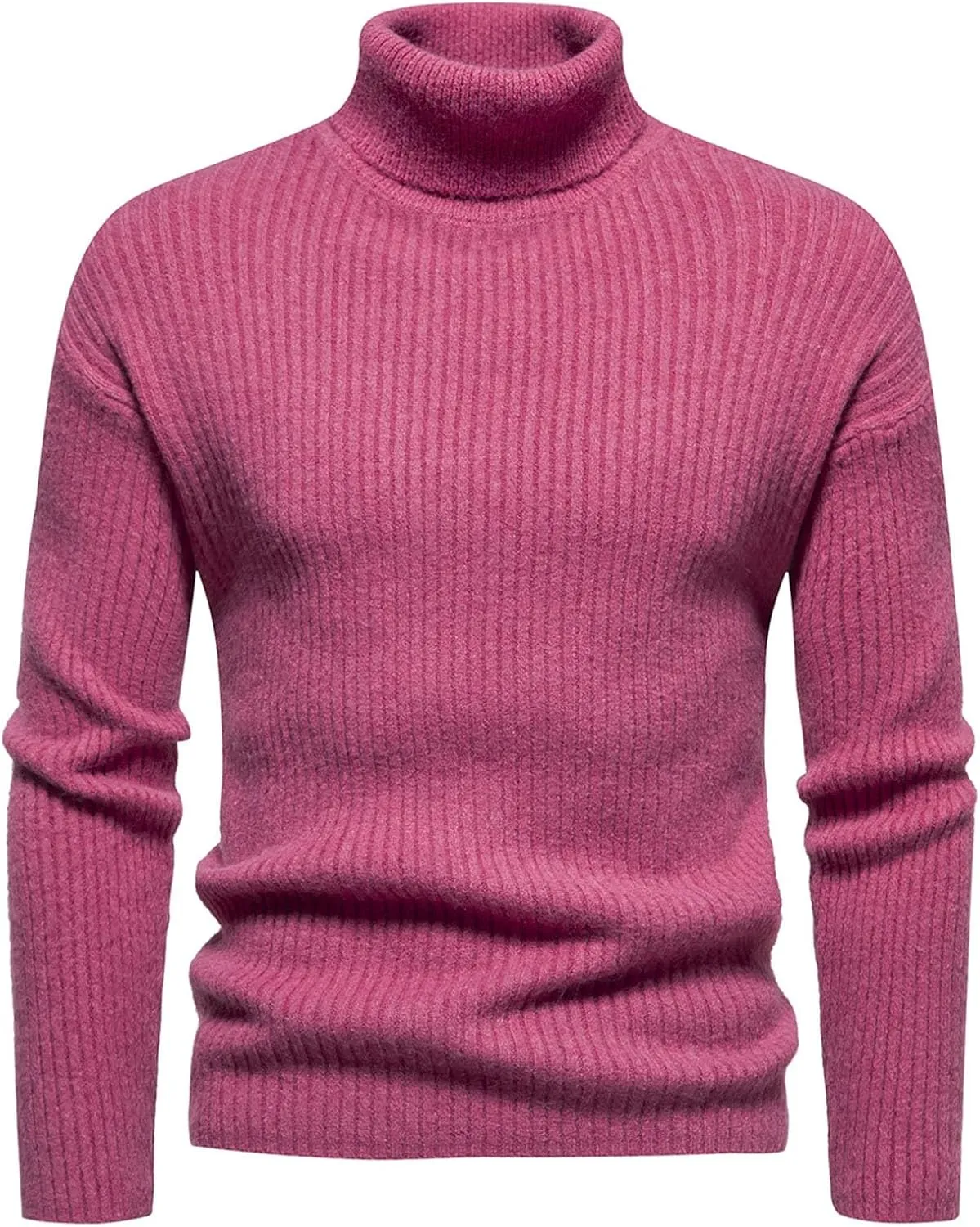 Mens Turtleneck Men's Solid Turtleneck Sweaters Long Sleeve Slim Fit Ribbed Knit Wool Thermal Pullover Coat Jumper