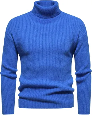 Mens Turtleneck Men's Solid Turtleneck Sweaters Long Sleeve Slim Fit Ribbed Knit Wool Thermal Pullover Coat Jumper