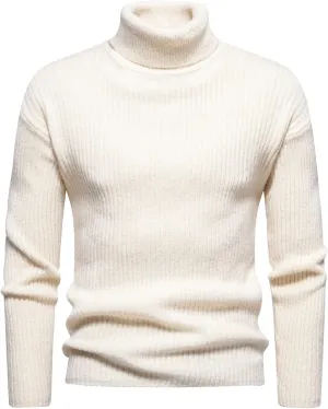 Mens Turtleneck Men's Solid Turtleneck Sweaters Long Sleeve Slim Fit Ribbed Knit Wool Thermal Pullover Coat Jumper