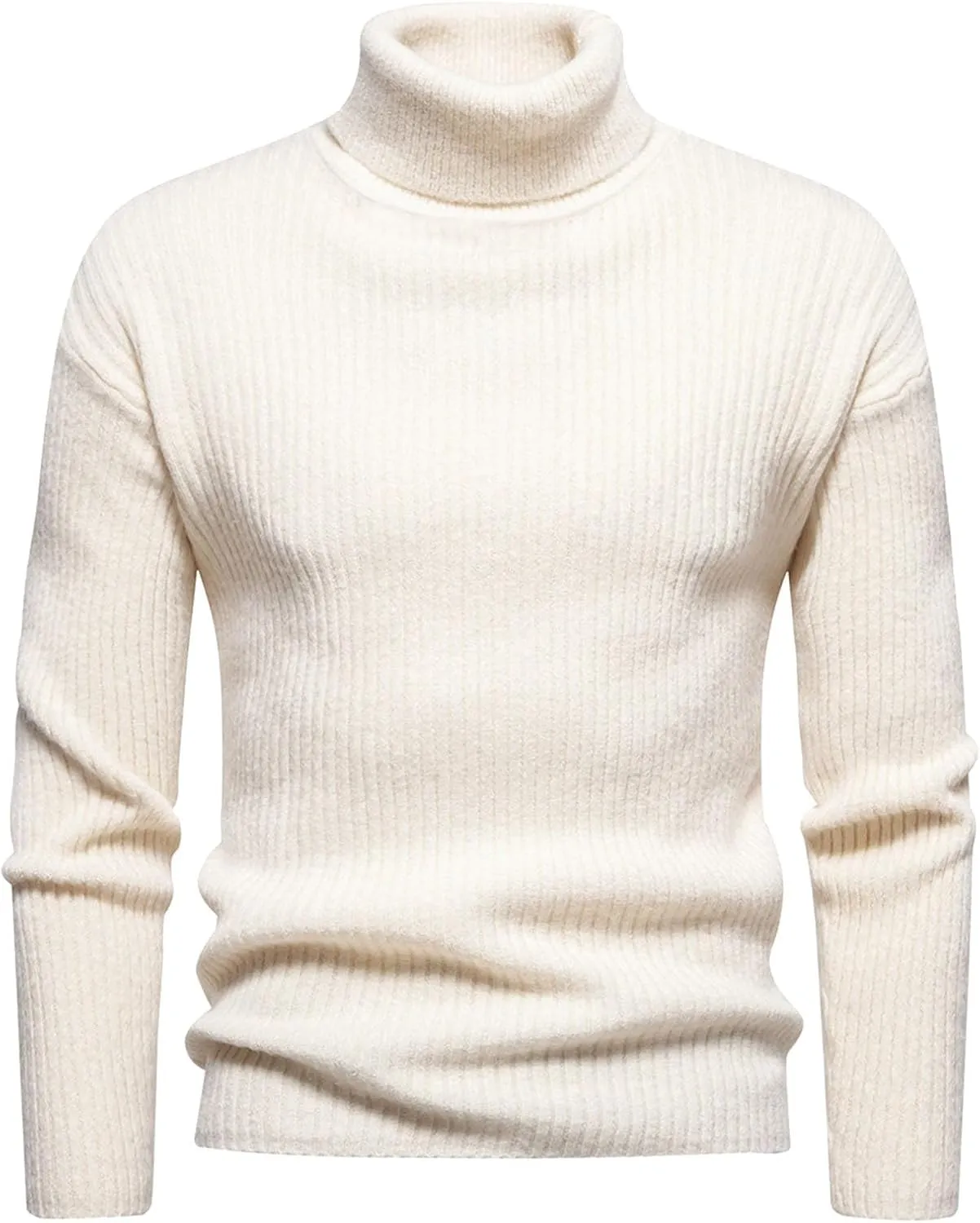 Mens Turtleneck Men's Solid Turtleneck Sweaters Long Sleeve Slim Fit Ribbed Knit Wool Thermal Pullover Coat Jumper