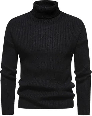 Mens Turtleneck Men's Solid Turtleneck Sweaters Long Sleeve Slim Fit Ribbed Knit Wool Thermal Pullover Coat Jumper
