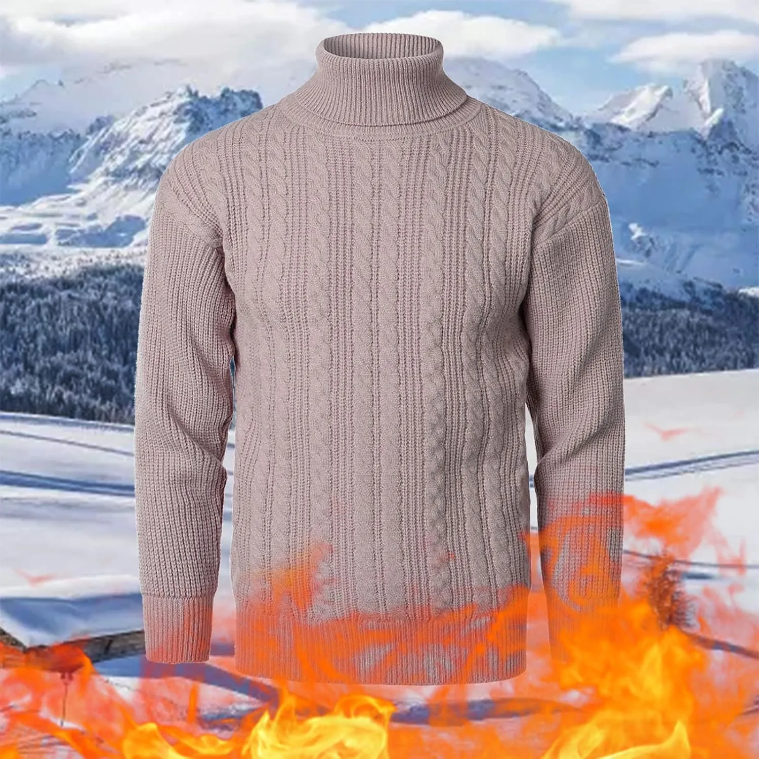 Mens Turtleneck Men's Solid Turtleneck Sweaters Long Sleeve Slim Fit Ribbed Knit Wool Thermal Pullover Sweatshirts