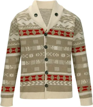 Men's V Neck Cardigan Sweater Color Matching Button Down Knitted Sweaters with Pockets Vintage Cardigan Sweater