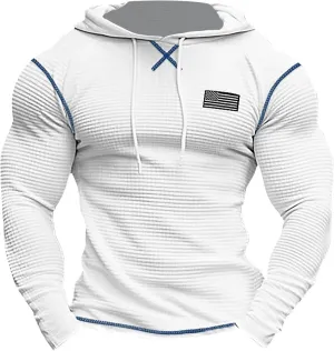 Men'S V Neck Long Sleeved Hooded Sweater Retro Solid Color Casual Fashion Oversized Hooded Sweatshirt