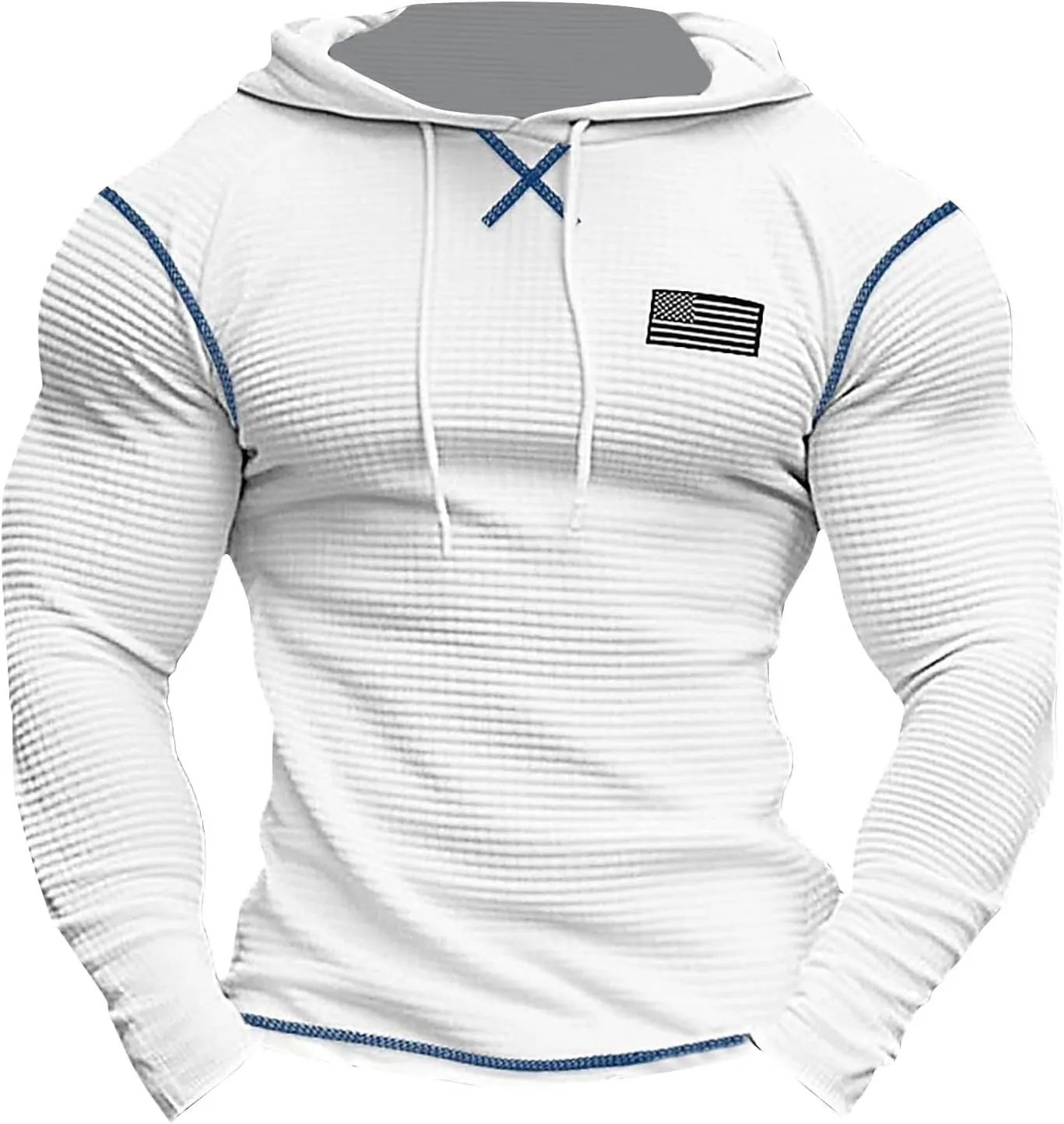 Men'S V Neck Long Sleeved Hooded Sweater Retro Solid Color Casual Fashion Oversized Hooded Sweatshirt