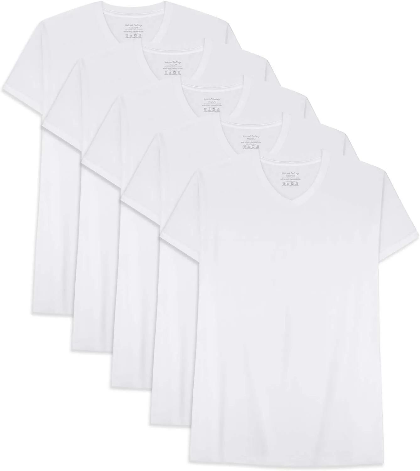 Natural Feelings T-Shirts Mens Undershirts Cotton Mens Shirts Casual Tshirts Shirts for Men Pack Crew & V Neck