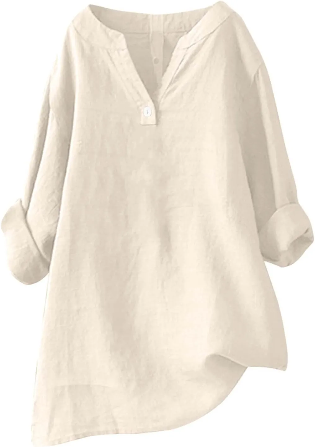 NBXNZWF Womens Cotton Linen Shirts 3/4 Sleeve Summer Loose Casual Tunic Button Down Office Work Lightweight Gauze Blouses
