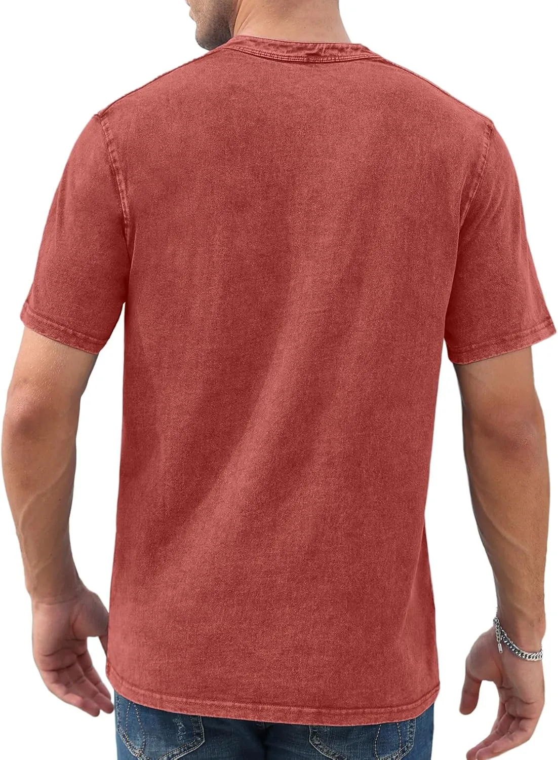 NITAGUT Mens Distressed Henley Shirts Retro Short Sleeve Cotton Tee Shirts Casual Button Down Washed T-Shirts