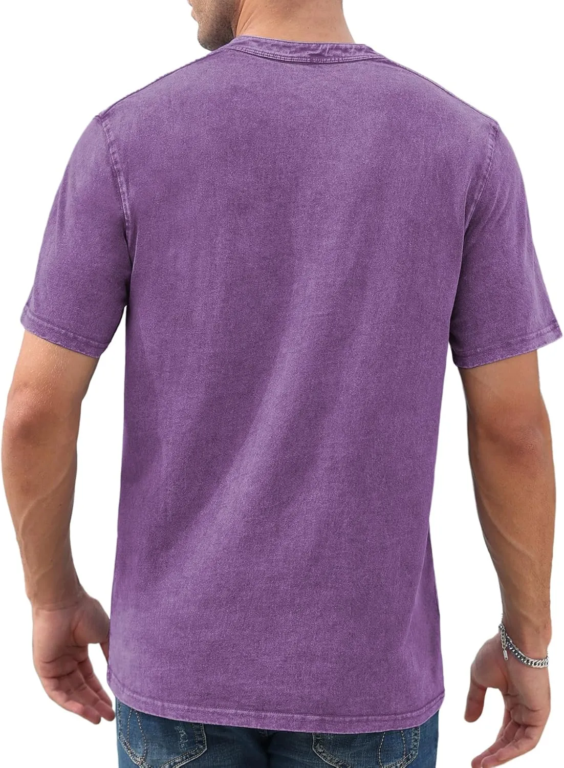NITAGUT Mens Distressed Henley Shirts Retro Short Sleeve Cotton Tee Shirts Casual Button Down Washed T-Shirts