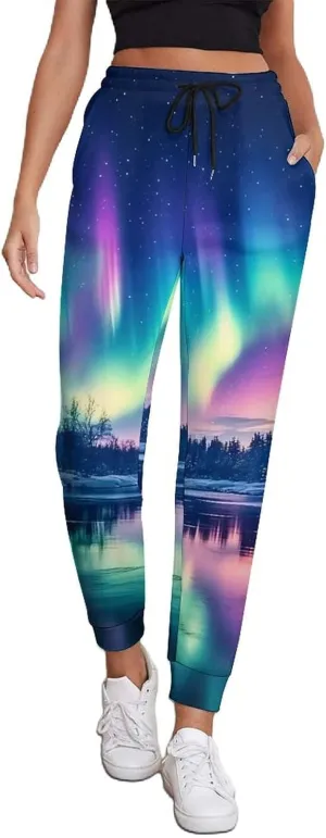 Northern Lights Sweatpants Women Print Yoga Pants Jogger Pants Trousers Pants Casual Lounge Pants