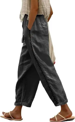Orwya Pants Women, Olzeep Striped Pants, Linen Pants Women, Olzeep Classy Striped Side Pocket Pants