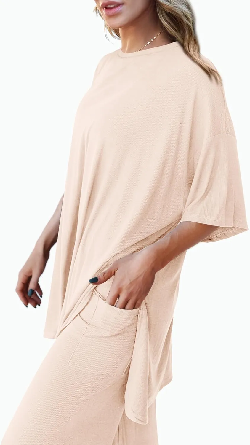 PRETTYGARDEN Women's 2 Piece Outfits Casual Short Sleeve Pullover Tops and Wide Leg Pants Lounge Sets Tracksuits