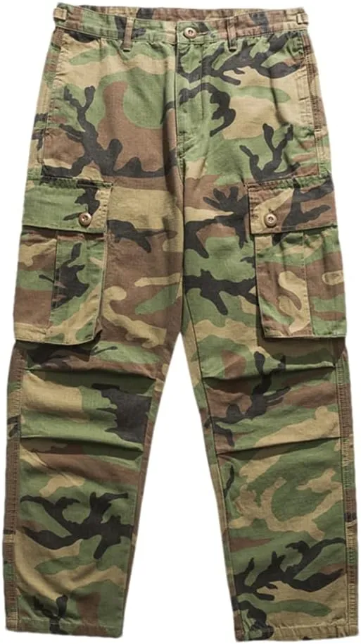 Pulcykp Mens Multi-Pocket Cargo Pants Loose Straight-Leg Pants Casual Pants Outdoor Cargo Pants