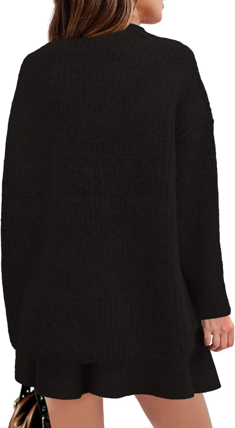 SENSERISE Womens Sweater Skirt Set 2 Piece Outfits Matching Lounge Sets Turtleneck Knit Tops Mini Dress